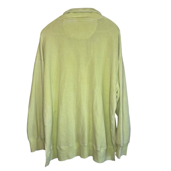 American Eagle Neon Green V-Neck Relaxed Fit Long Sleeve Pullover Sweatshirt - Picture 3 of 6